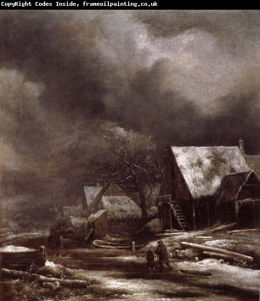 Jacob van Ruisdael Village in Winter